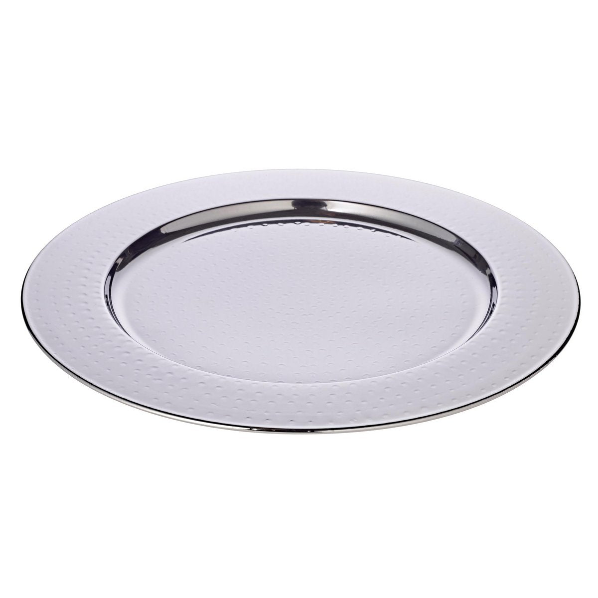 EDZARD onderbord serveerschaal Eron, gehamerd hoogwaardig staal, hoogglans gepolijst, diameter 35 cm