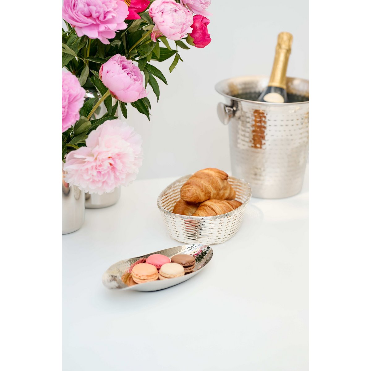 EDZARD champagnekoeler Joey met handvatten, RVS hoogglans gepolijst, gehamerd, hoogte 23 cm, diameter 21 cm