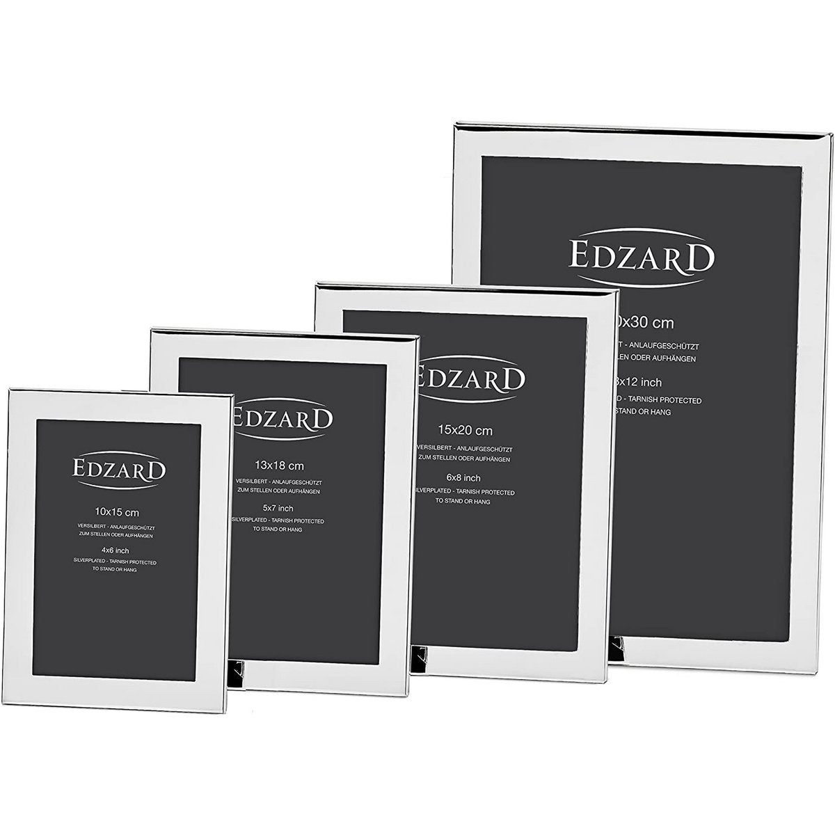 EDZARD set van 2 Prato fotolijsten voor foto's 10 x 15 cm, elegant verzilverd, aanslagvrij, met 2 hangers
