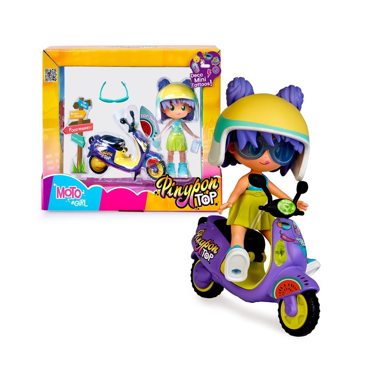 Pinypon Top Moto Girl 11cm met tatoeages