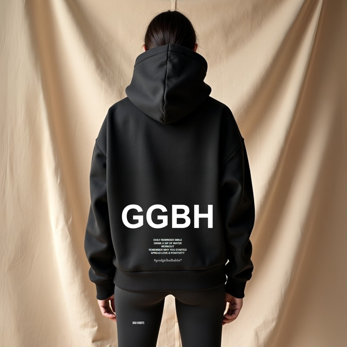 Hoodie met rits "ggbh" - beige