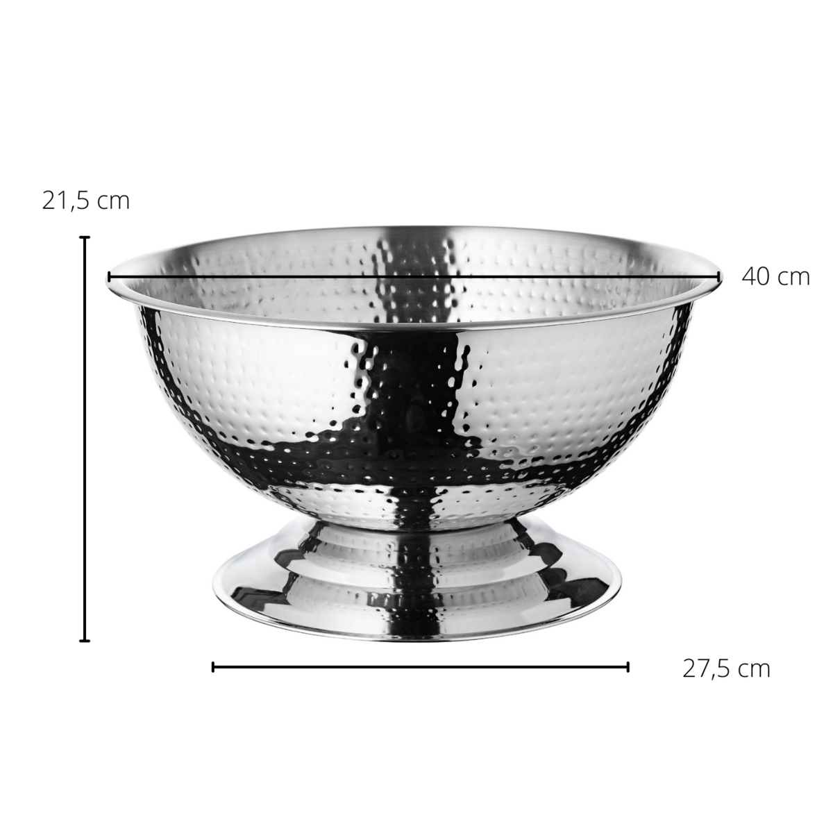 Set van 2 champagnekommen Cara gehamerd Ø 40 cm