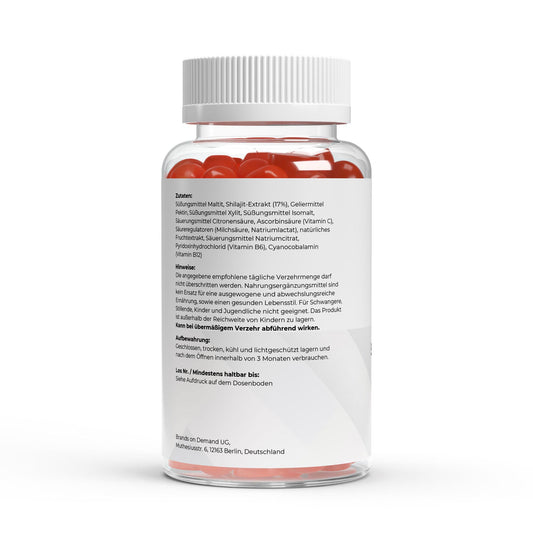 Shilajit Gummies 1000mg + Vitamin C,B6, B12 - 60 Stk