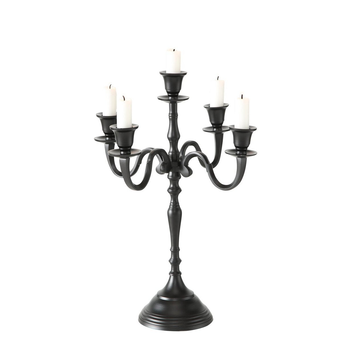 Kandelaar H40cm zwart alu 5-armig