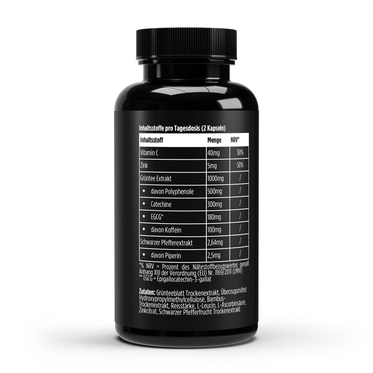 Grüntee Extrakt 1000mg + Zink/C/Piperin - 180 vegane Kapseln