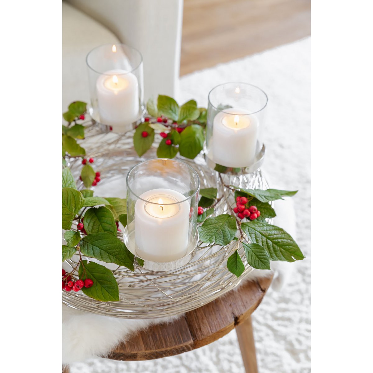 EDZARD Adventskrans Rimini met kaarsglazen, roestvrij staal glanzend vernikkeld, diameter 36 cm