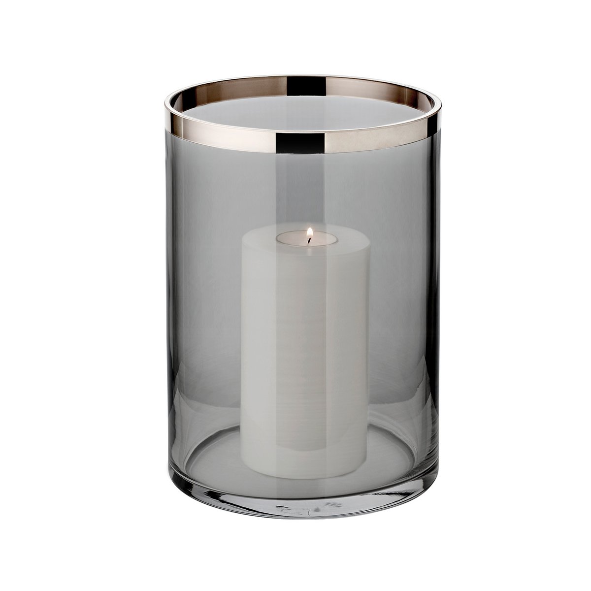 Zeuslantaarn met platina rand, donker glas