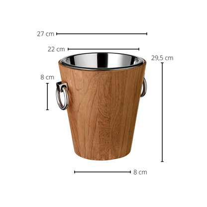 Wijnkoeler St. Tropez teakhout (hoogte 32 cm, Ø 26 cm), gerecycled teak, roestvrij staal