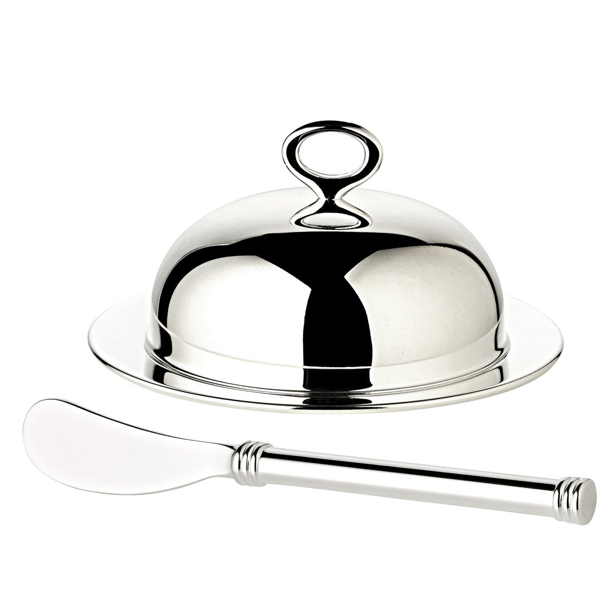 EDZARD botervloot karnen Jago, diameter 14 cm, edel verzilverd, met bijpassend botermes 18 cm