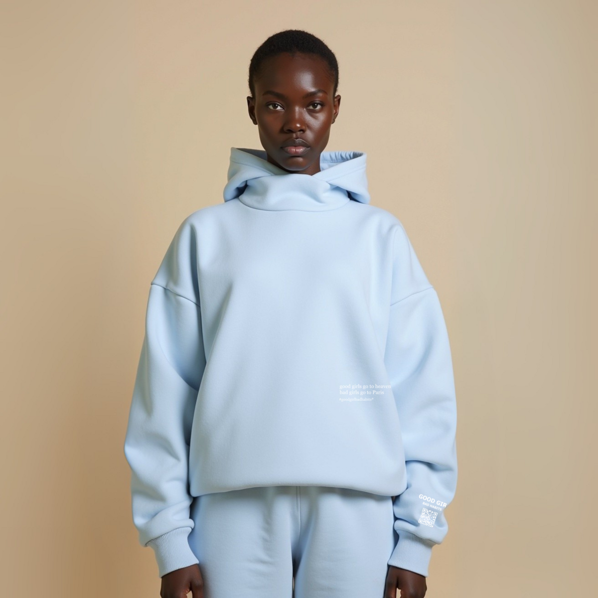 Hoodie "Bad Girls Go to Paris" - BabyBlue