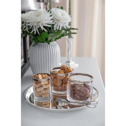 EDZARD lantaarn Molly, mondgeblazen kristalglas met platina rand, hoogte 10 cm, diameter 11,5 cm
