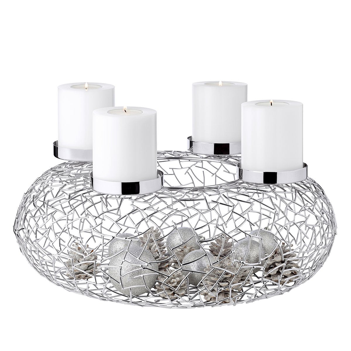 EDZARD Adventskrans Milano, roestvrij staal, glanzend vernikkeld, diameter 53 cm