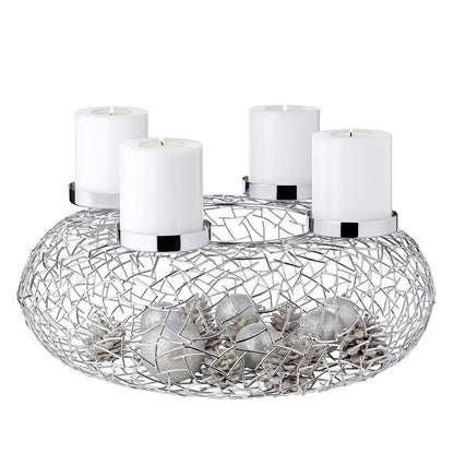 EDZARD Adventskrans Milano, roestvrij staal, glanzend vernikkeld, diameter 53 cm