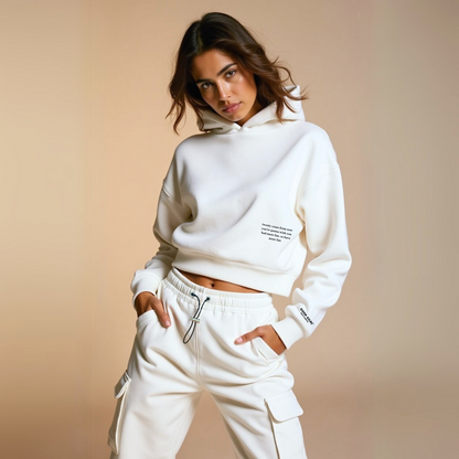 Crop hoodie "twintig jaar over nu" - Weiss