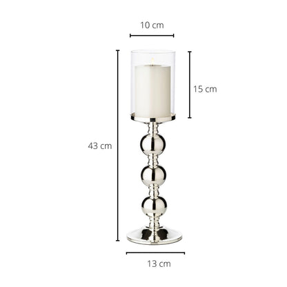 EDZARD kandelaar kandelaar Bamboe, elegant verzilverd, aanslagvrij, met glas, hoogte 43 cm