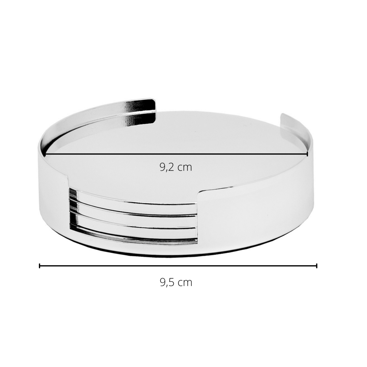 EDZARD Set van 4 onderzetters Due met houder, diameter 9 cm, verzilverd, aanslagbestendig