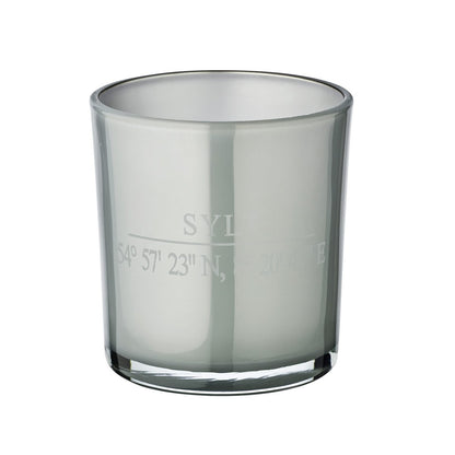 Set van 2 theelichtglazen Sylt (hoogte 8 cm, ø 7,5 cm) in grijze, elegante lantaarn met Sylt-coördinaten