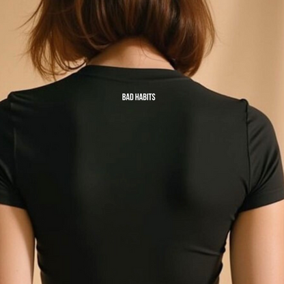 Slank statement T-shirt "Good Girl Bad Habits" Weiss