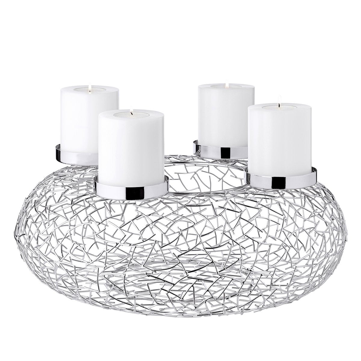 EDZARD Adventskrans Milano, roestvrij staal, glanzend vernikkeld, diameter 53 cm