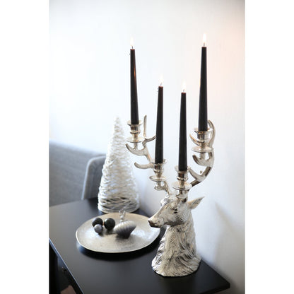 EDZARD kandelaar Hirsch Richard voor 4 kaarsen, hoogte 43 cm, aluminium vernikkeld, zilverkleurig