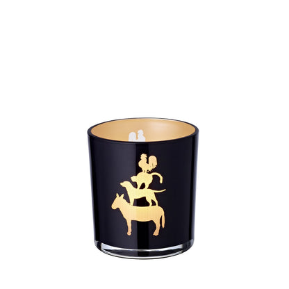 Set van 2 theelichtjes glazen stadsmuzikanten (hoogte 8 cm), zwart