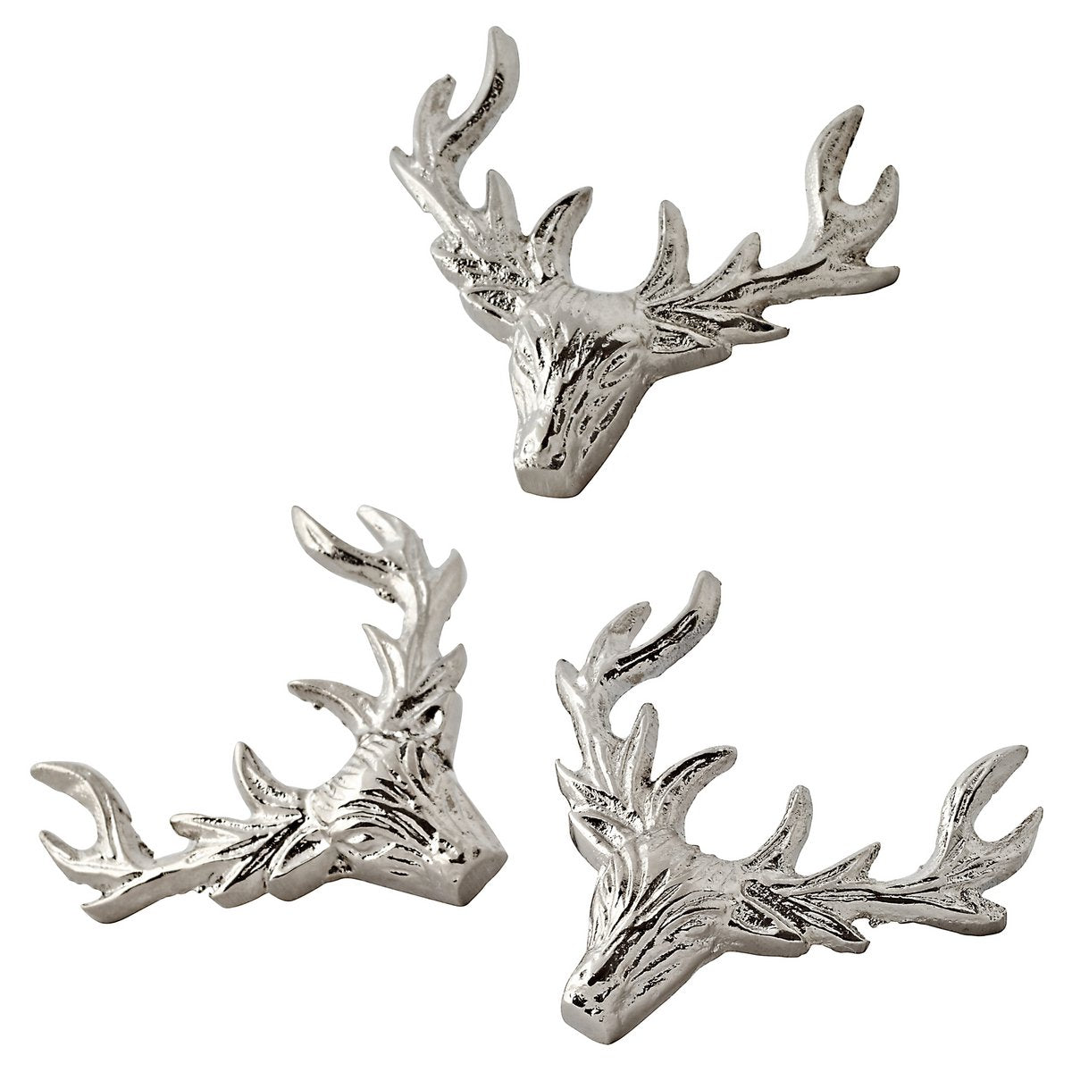 EDZARD set van 3 kandelaars elanden kandelaar, vernikkeld aluminium, hoogte 4,5 cm