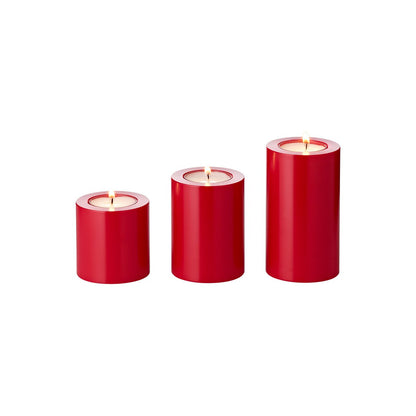 Edzard 3 Set permanente kaarsen Cornelius (hoogte 6/8/11 cm, Ø 6 cm), rood, thee-lichthouder warmtebestendig 90 °