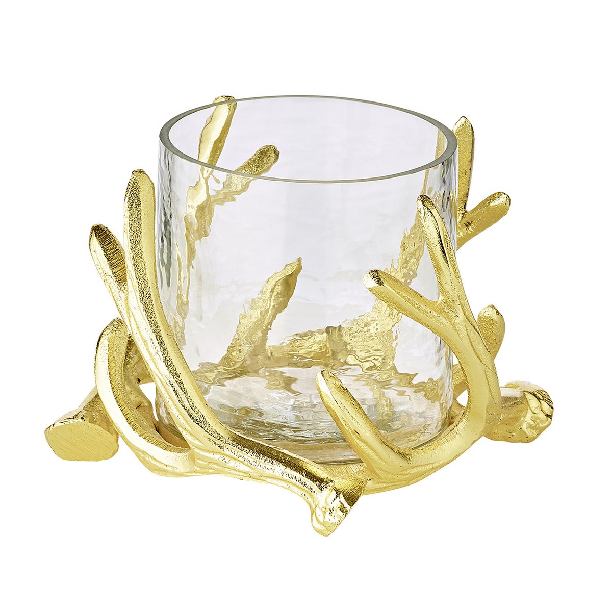 EDZARD lantaarn Kingston, gewei design, aluminium, goudkleurig, met glas, hoogte 10 cm, ø 15 cm