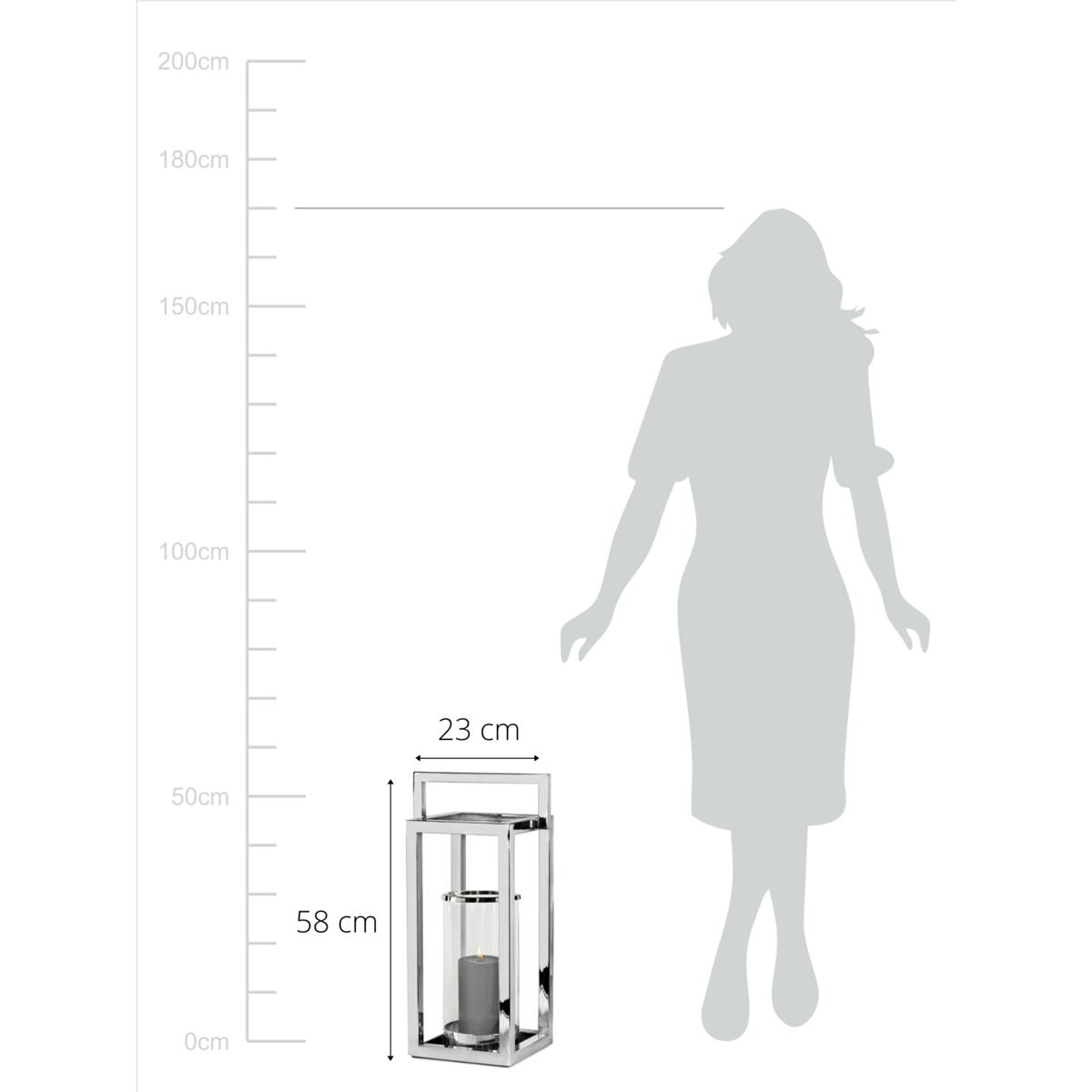 EDZARD lantaarn lantaarn Manhattan met handvat, roestvrij staal glanzend vernikkeld, rond binnenglas, hoogte 58 cm