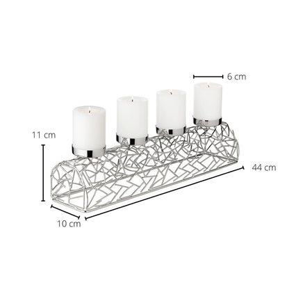 EDZARD Advent kandelaar Milano, vernikkeld messing, zilverkleurig, lengte 44 cm, voor kaarsen diameter 6 cm