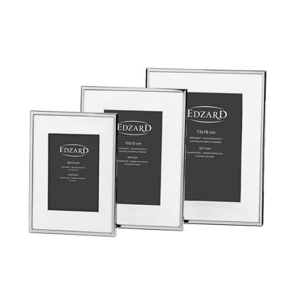 EDZARD fotolijst Rimini voor foto 13 x 18 cm, passepartout, verzilverd, aanslagbestendig, 2 hangers