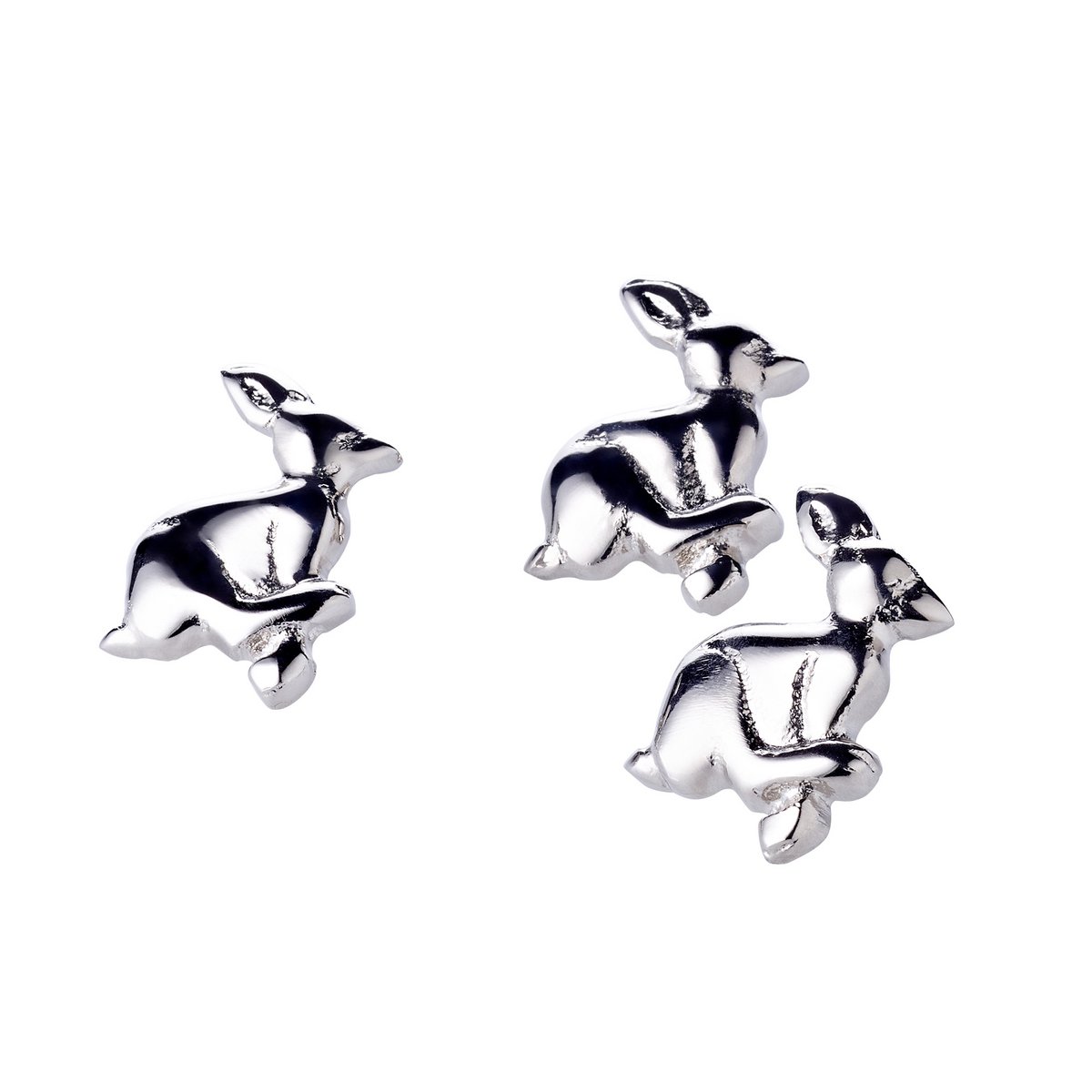 Set van 4 konijnenkaarsenpinnen (hoogte 4 cm), vernikkeld aluminium
