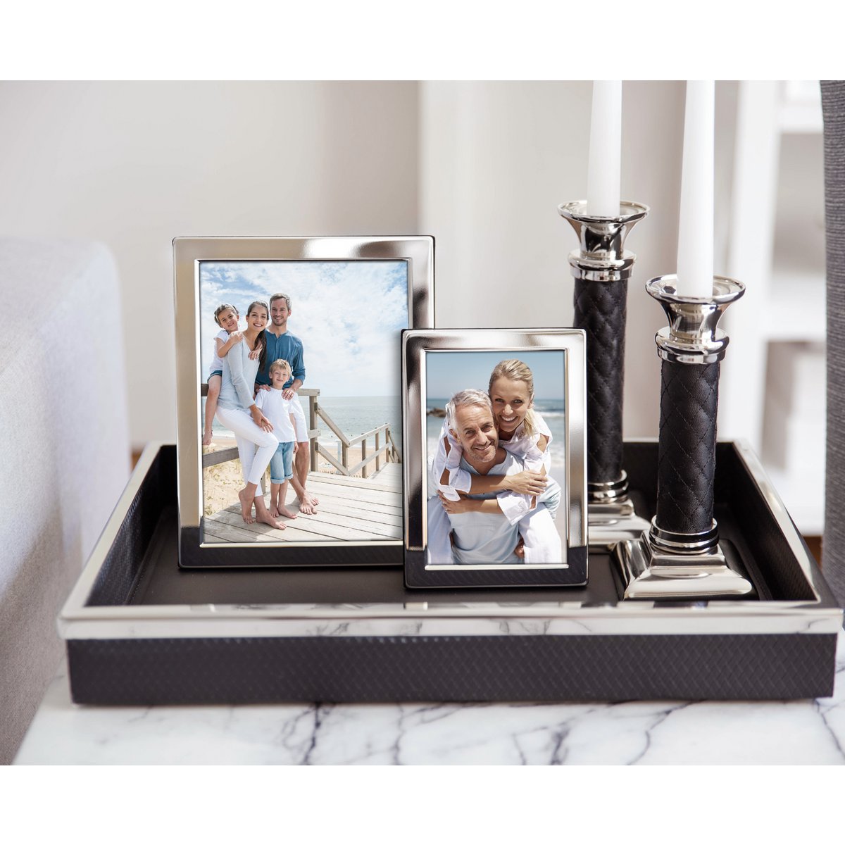 EDZARD set van 2 fotolijsten Salerno voor foto 10 x 15 cm, edel verzilverd, aanslagbestendig