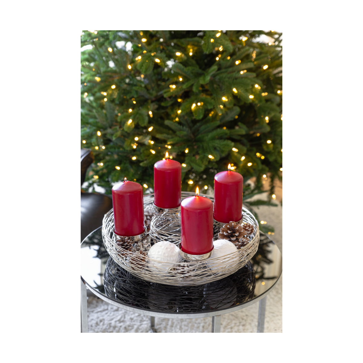EDZARD Adventskrans Laval, roestvrij staal, vernikkeld, diameter 42 cm, voor stompkaarsen ø 6 cm