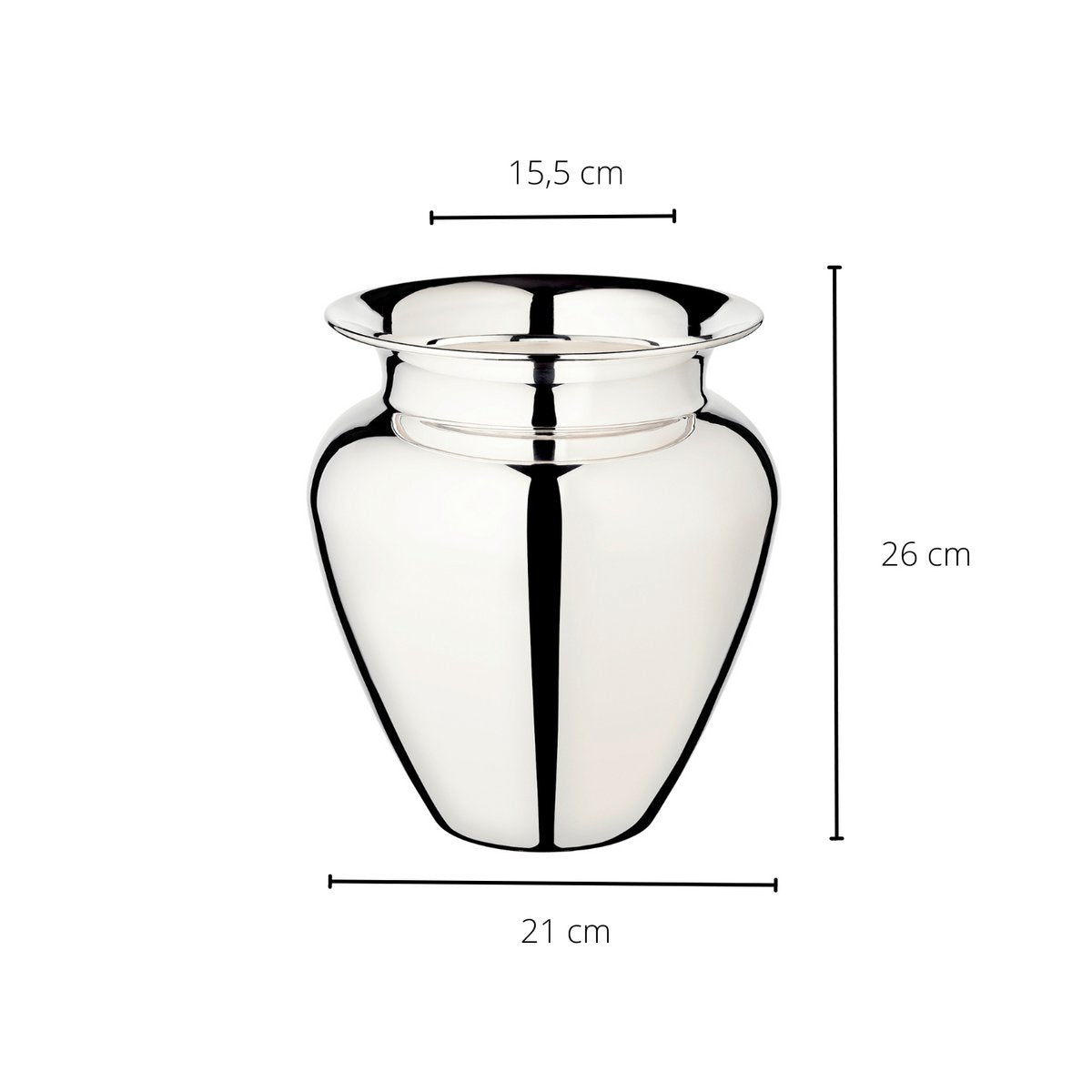 EDZARD Vaas Antonia, verzilverd, hoogte 26 cm, diameter 23 cm, opening diameter 15 cm