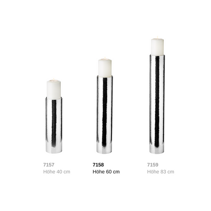 EDZARD kandelaar Boston voor kaars diameter 10 cm, gehamerd, RVS glanzend vernikkeld, H 60 cm