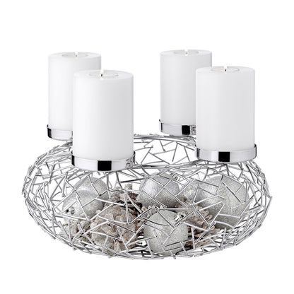 EDZARD Adventskrans Milano, roestvrij staal, glanzend vernikkeld, diameter 34 cm
