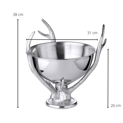 Lita champagnekoeler (hoogte 37 cm, Ø 31 cm), zilverkleurig, vernikkeld aluminium, gewei-look