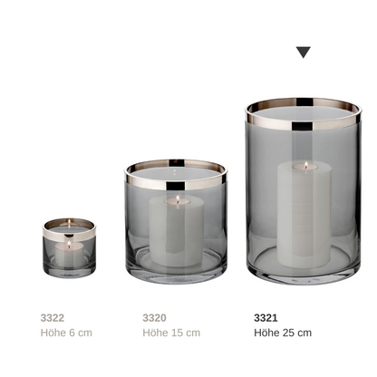 Zeuslantaarn met platina rand, donker glas