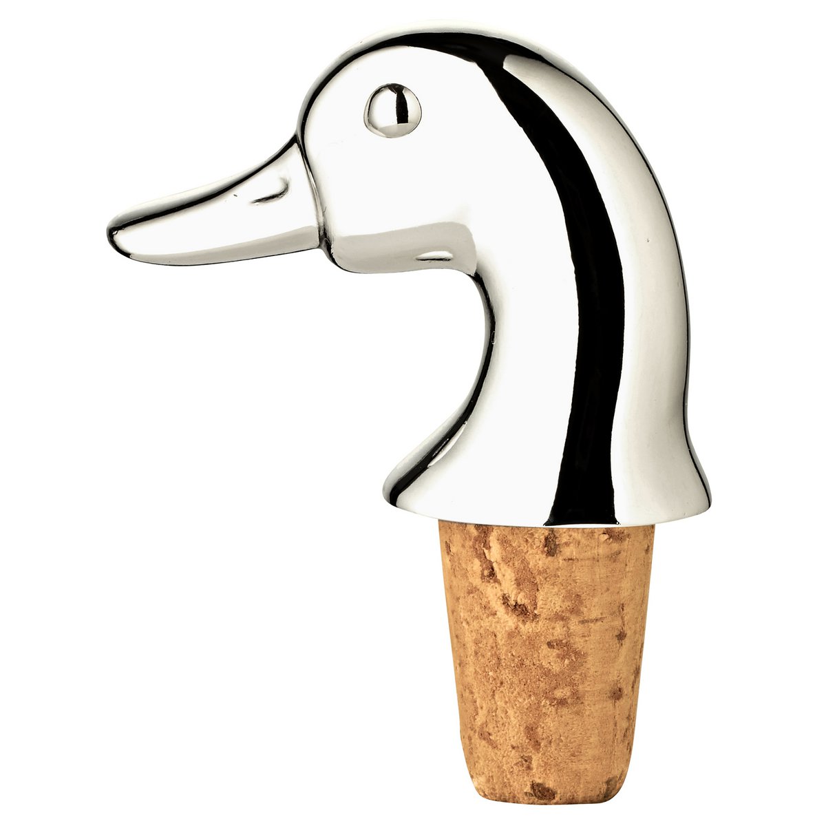 EDZARD fleskurk flessendop eend, verzilverd, aanslagbestendig, hoogte 8 cm