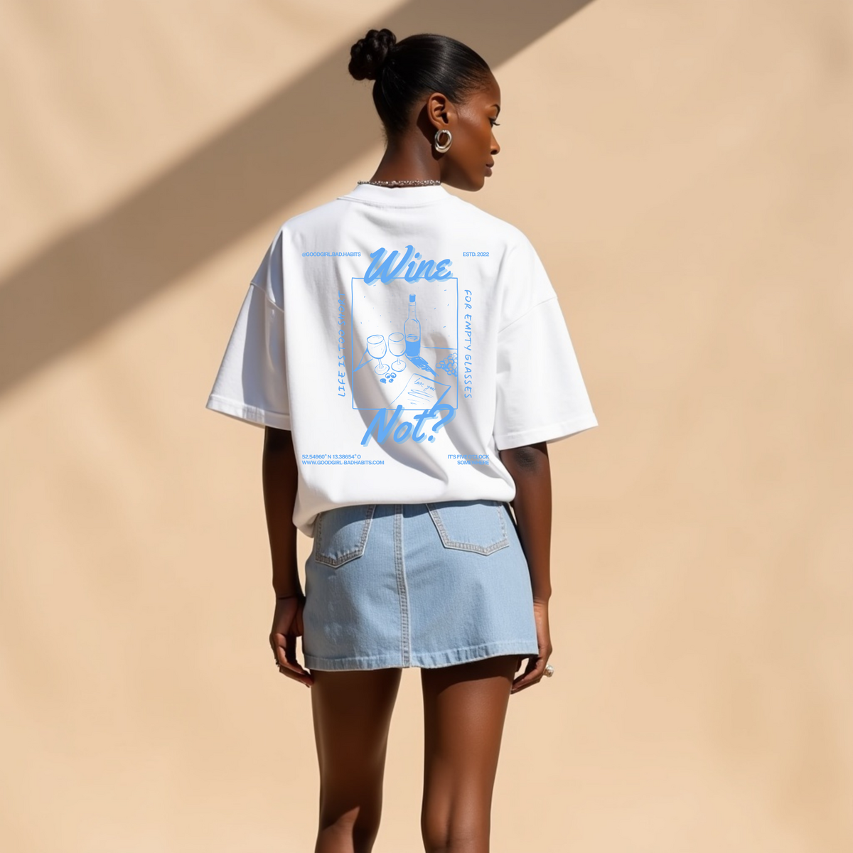 Oversized t -shirt "wijn - niet?"