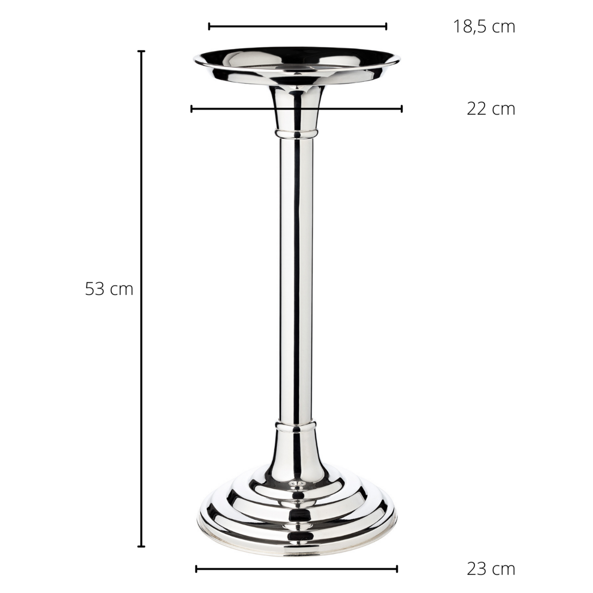 EDZARD champagnekoelerstandaard / standaard voor champagnekoeler, zwaar verzilverd, H 53 cm, plank ø 18 cm