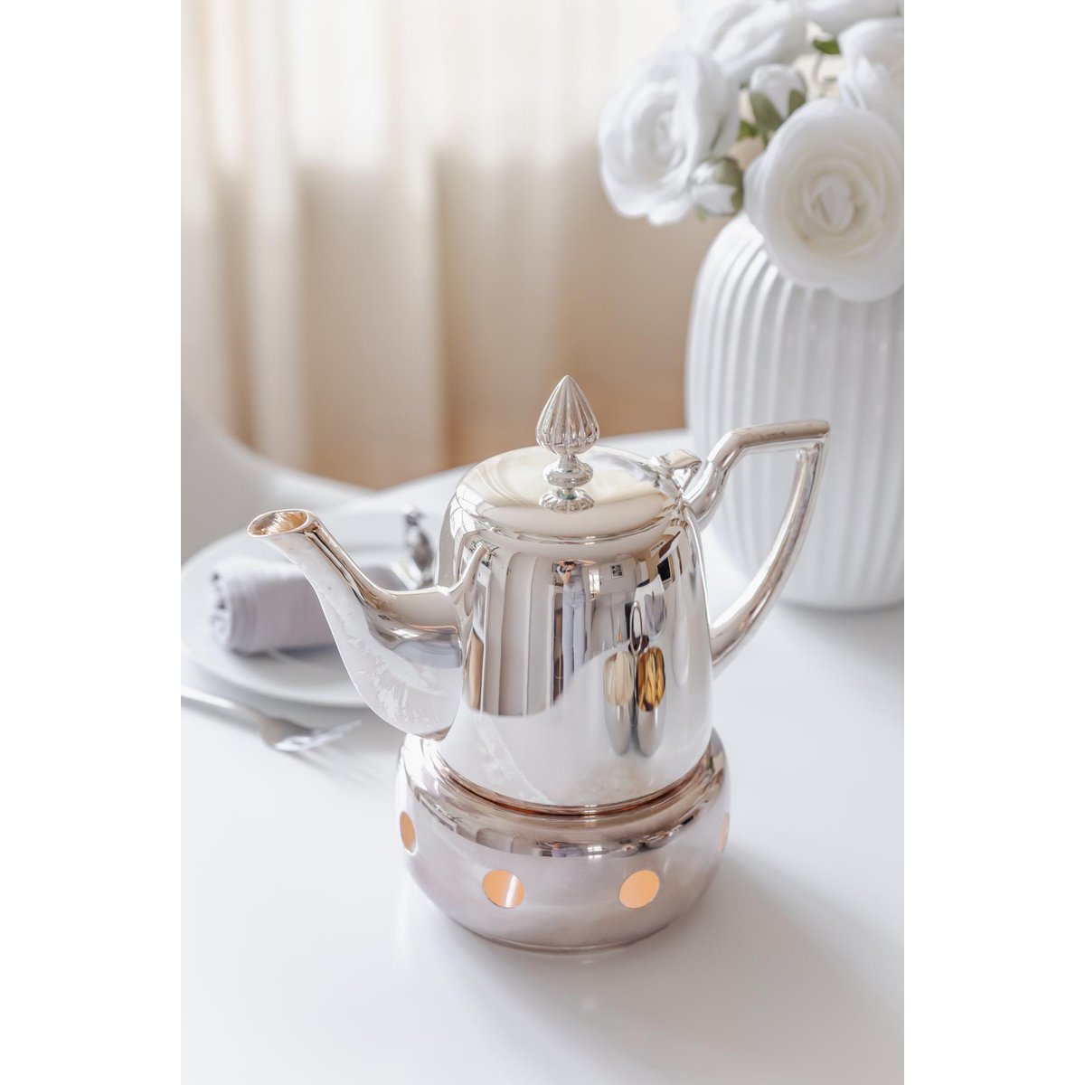 EDZARD Cimba theepot, verzilverd, lengte 23 cm, breedte 11 cm, hoogte 16 cm, inhoud 0,85 liter