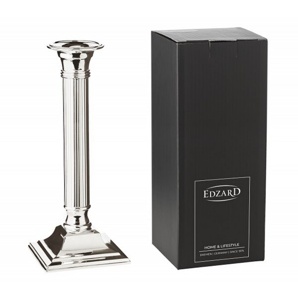 EDZARD kandelaar Lincoln voor stokkaarsen, geribbelde schacht, edel verzilverd, aanslag beschermd, H 23 cm