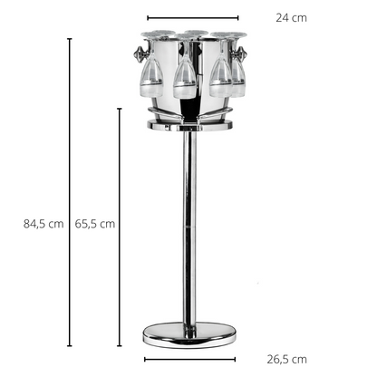 EDZARD champagnekoeler op voet Geneva, hoogglans gepolijst RVS, met glashouders, hoogte 85 cm