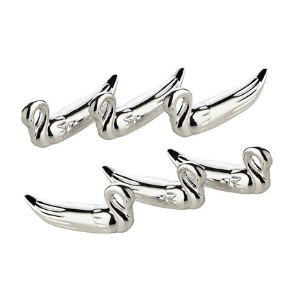 EDZARD set van 6 messenlegger Meslegger zwaan, lengte 7 cm, verzilverd