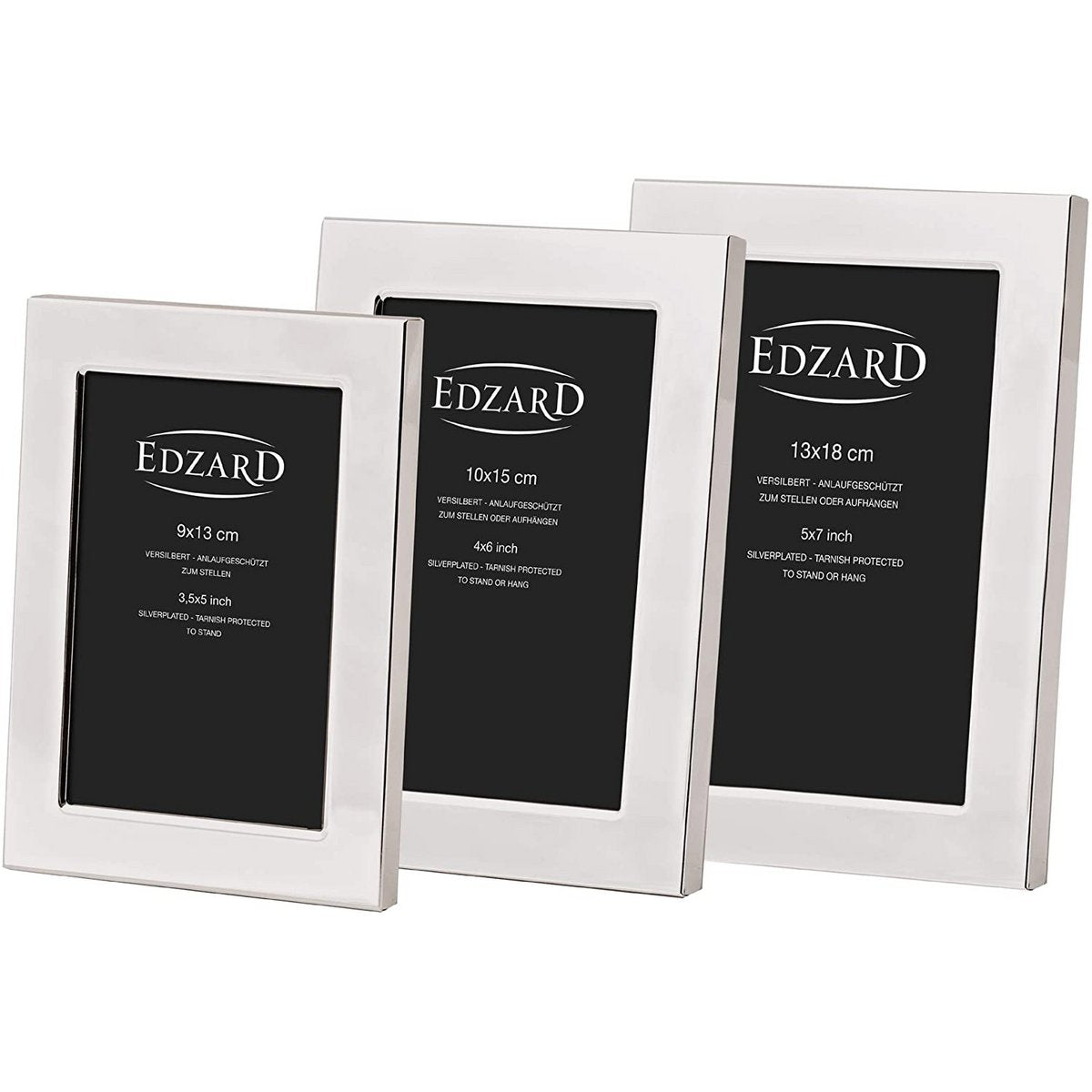 EDZARD fotolijst Altamura fotolijst voor foto 13 x 18 cm, verzilverd, aanslagbestendig, 2 hangers