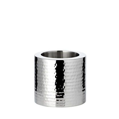 Cosmo kandelaar (hoogte 18 cm), zilver, gehamerd, roestvrij staal, hoogglans gepolijst