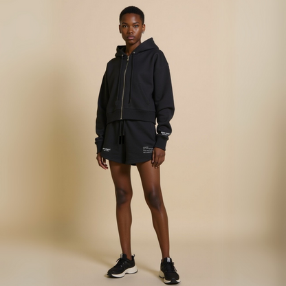 Crop hoodie met rits "GGBH" - Wit