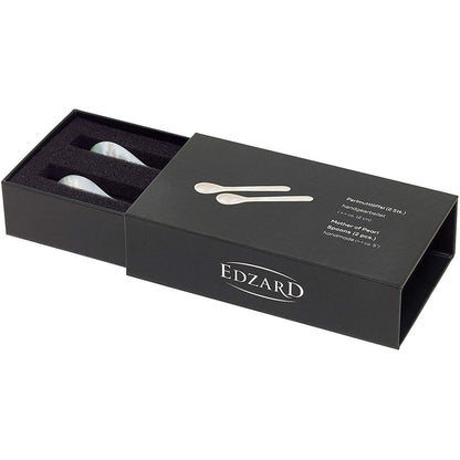 EDZARD set van 2 parelmoer lepels, kaviaar lepels, eier lepels, afgeronde hoeken, zee parelmoer, lengte 11 cm